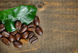 coffee beans with leaf - copy space