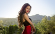 Beautiful exotic young woman long hair