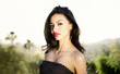 Sunset beautiful young woman in Los Angeles