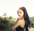 Beautiful exotic young woman long hair