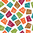 food and drinks icon stickers seamless