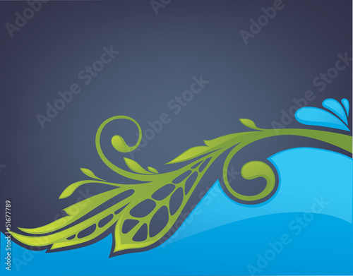 Vector: glossy and shine vector background wiht image of leaves and wate glossy and shine vector background wiht image of leaves and wate