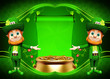 Leprechaun for st patrick's day with golden pot and green sign