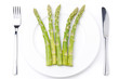 dietetic food - asparagus on a plate, concept, isolated on white