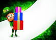 Leprechaun for st patrick's day carring pile of gifts