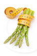 dietetic food - asparagus wrapped with a measuring tape