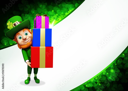 Photo: Leprechaun for st patrick's day carring pile of gifts Leprechaun for st patrick's day carring pile of gifts