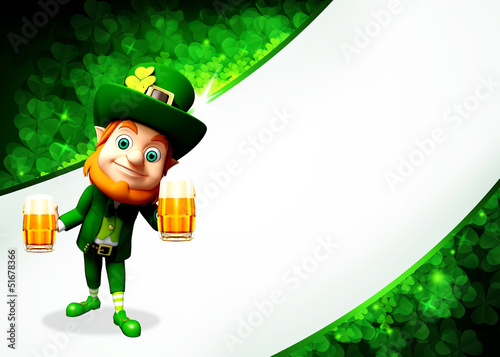 Illustration: Leprechaun for st patrick's day with beer glasses Leprechaun for st patrick's day with beer glasses