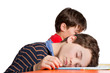 Photo: Schüler / Junge ist in der Schule eingeschlafen Schüler / Junge ist in der Schule eingeschlafen
