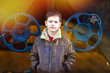 sunlight Boy homeless on street freezing close to railway carria