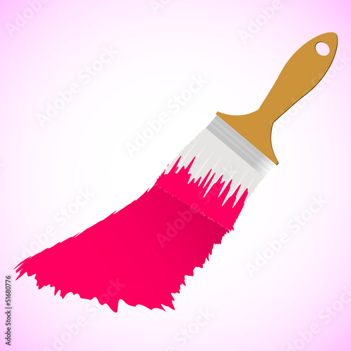 Vector: Pink colour paint brush on pink smooth background Pink colour paint brush on pink smooth background