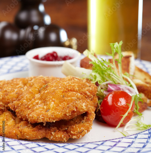 Photo: Schnitzel with salad Schnitzel with salad