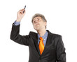 Businessman holding pencil