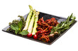 Dried tomato with asparagus and herbs