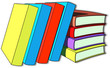 colorful books on white background