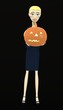 3d render of cartoon character with pumpkin