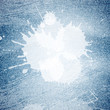 Grunge denim texture with white paint blots and copyspace