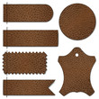 Leather stitched labels set - eps10