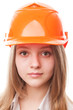 Teenager girl in a hardhat