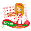 sweet girl serving pizza