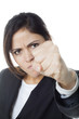 authoritarian watching out gesture from angry woman