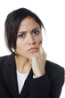 unhappy young woman thinking about job market