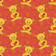 Seamless, cartoon cat with sausage