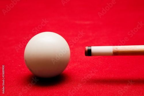 Photo: Billards pool game. Aiming at cue ball Billards pool game. Aiming at cue ball