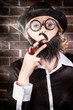 Funny private eye detective smoking pipe