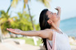 Happy woman with open arms