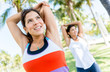 Women stretching