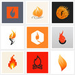 Flame. Set of posters, design elements