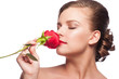 Woman with red rose