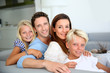 Portrait of family relaxing in sofa Portrait of family relaxing in sofa