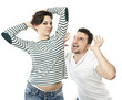 The body odor. Beauty girl and ugly perfume.