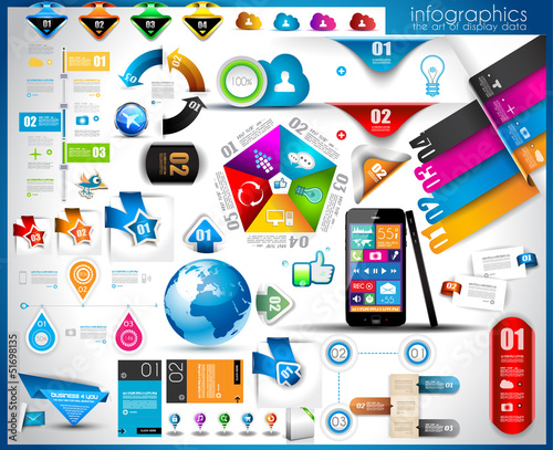 Vector: Infographic elements - set of paper tags, Infographic elements - set of paper tags,