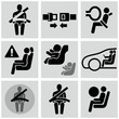 Car safety belt icons. Baby in car.