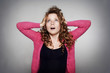 Photo: Portrait of young beautiful woman looking up Portrait of young beautiful woman looking up