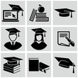 Education icons set.