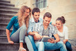 Group of Friends with Tablet PC