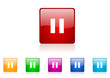 pause vector glossy web icon set