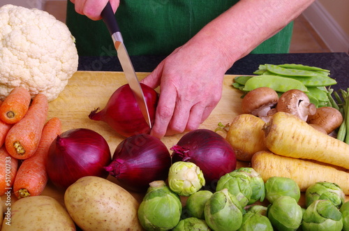 Photo: Woman cutting Vegetables Woman cutting Vegetables
