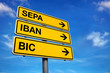 Schild mit SEPA IBAN BIC