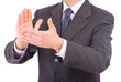 Businessman clapping his hands.