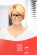 businesswoman with folders
