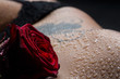 Foto: Detail einer Rosenblüte auf nackter Haut Detail einer Rosenblüte auf nackter Haut