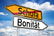 Wegweiser mit Schufa und Bonität