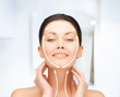 face and hands of beautiful woman