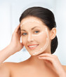 face and hands of beautiful woman