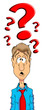 Puzzled Man with a Question Mark over his head.